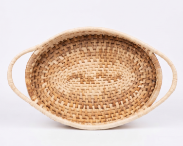 Bandeja Ovalada de Paja Toquilla "Océano" – Elegancia Artesanal de Gran Formato